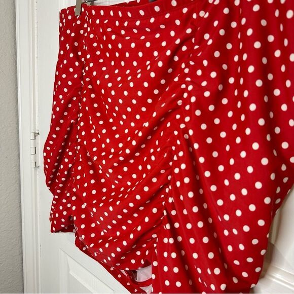 Torrid Red White Polka Dot Ruched Swim Skirt 2X Pinup Classic Retro Girly Beach - Picture 5 of 8